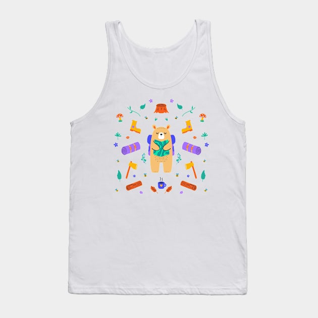 Camping Bear Tank Top by krimons